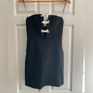 Windsor Black Strapless Dress With Cream Bow Accents Size M